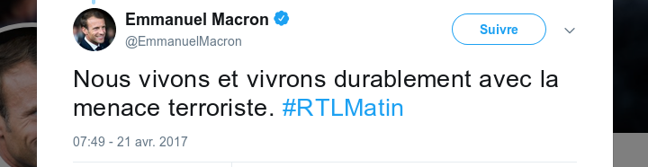 Macron vit avec le terrorisme